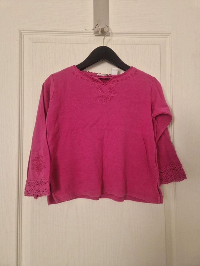Jolie haut à manche longue rose fille zara 5 ans 100% coton