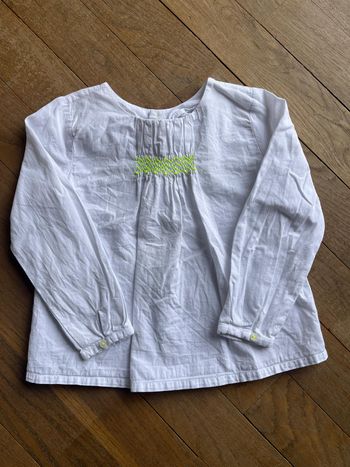 Blouse blanche à smocks Jacadi 4 ans