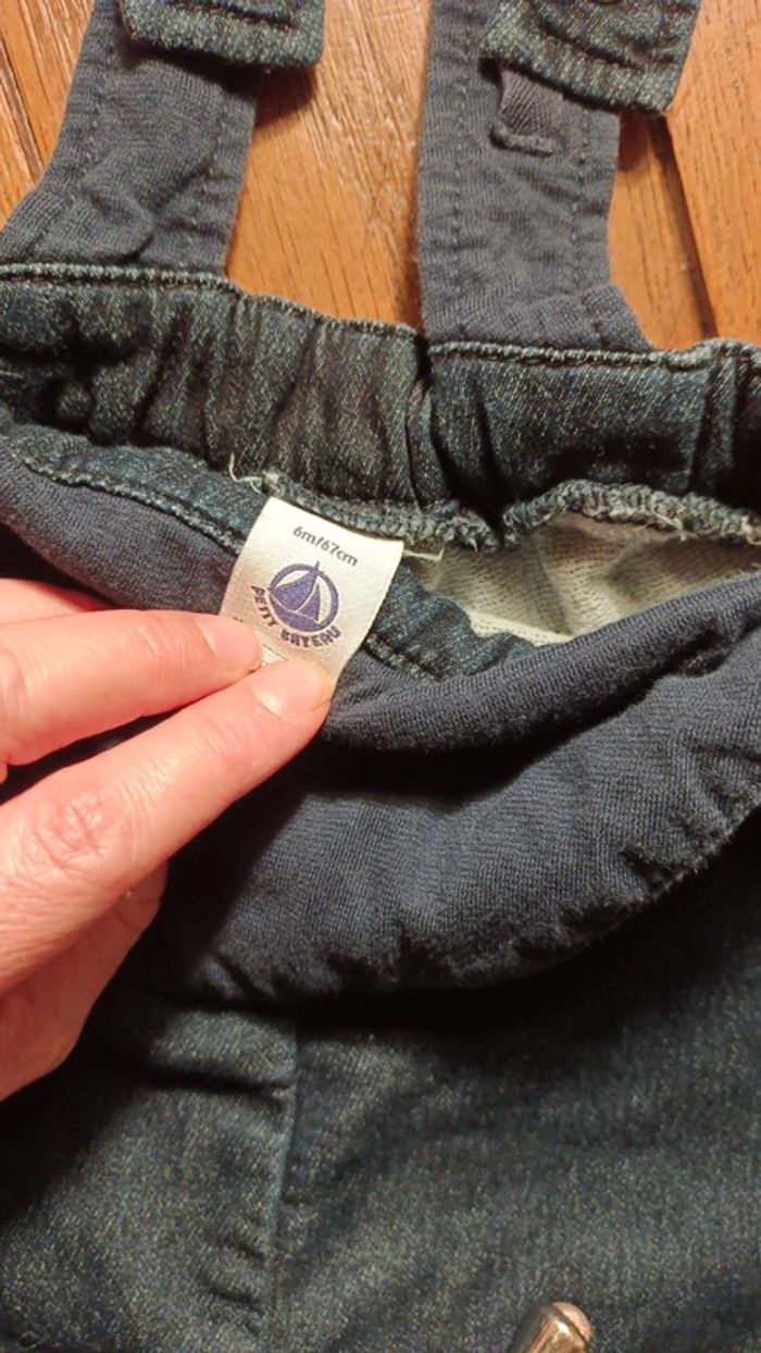 Salopette jean brut petit bateau 6 mois - photo numéro 4