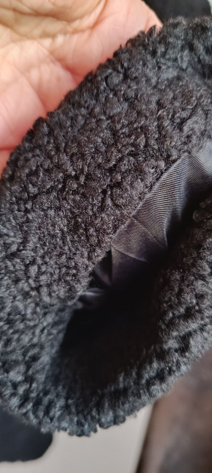 Manteau sherpa molleton noir - photo numéro 5