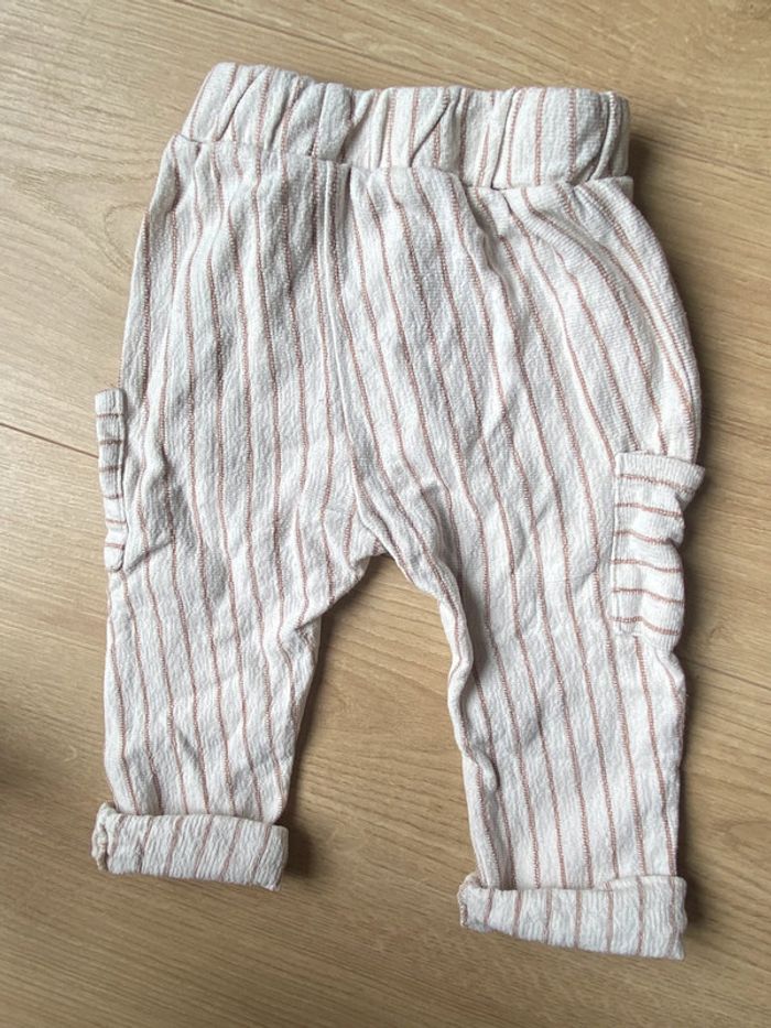 Ensemble beige haut à col et pantalon rayé Zeeman 74cm - photo numéro 7