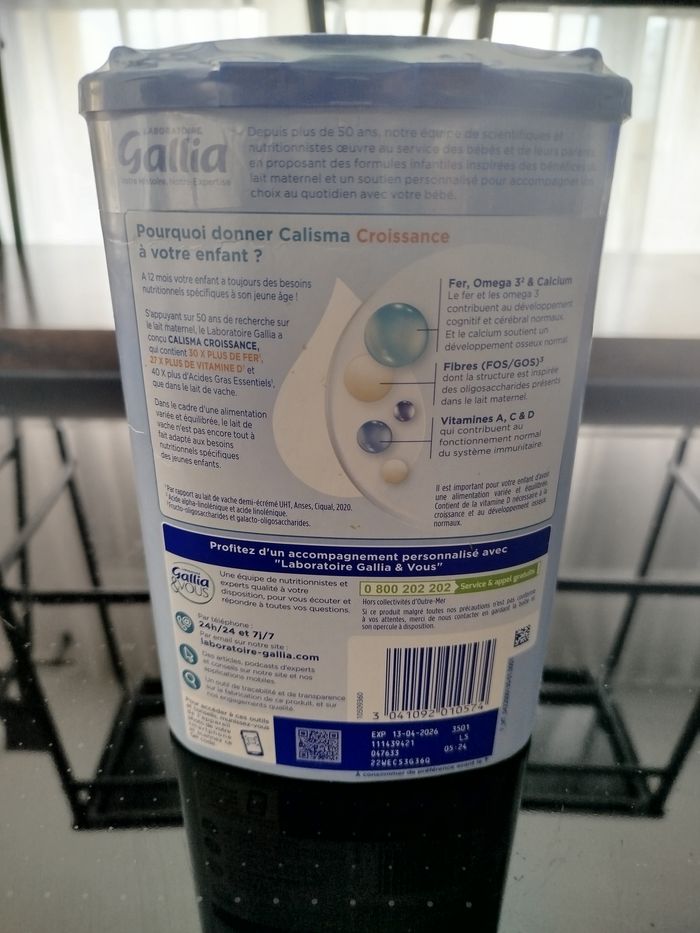 Lait Gallia  calisma croissance - photo numéro 2