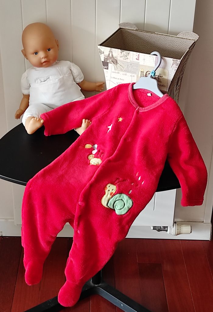 Surpyjama polaire bébé garçon 12 mois – Animaux, rouge
