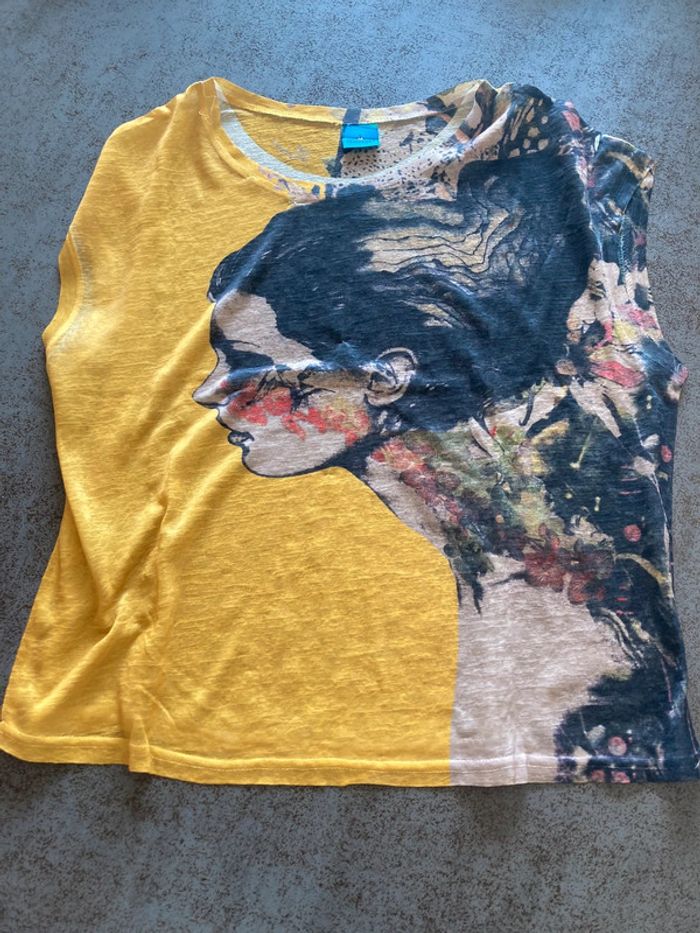 T-shirt jaune femme transparent