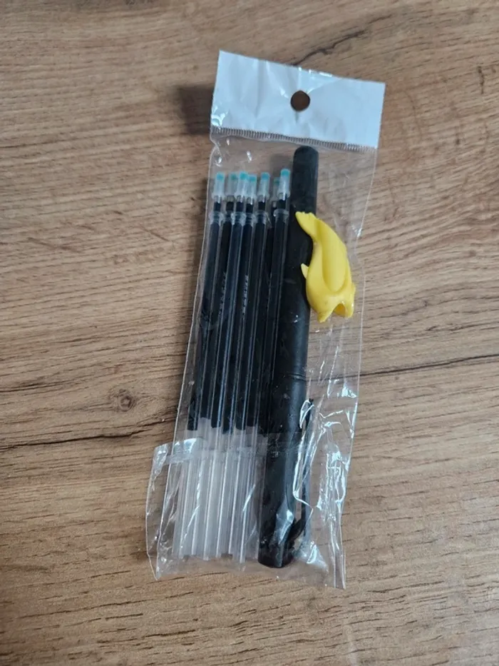 Stylo bleu avec ses recharges bleu