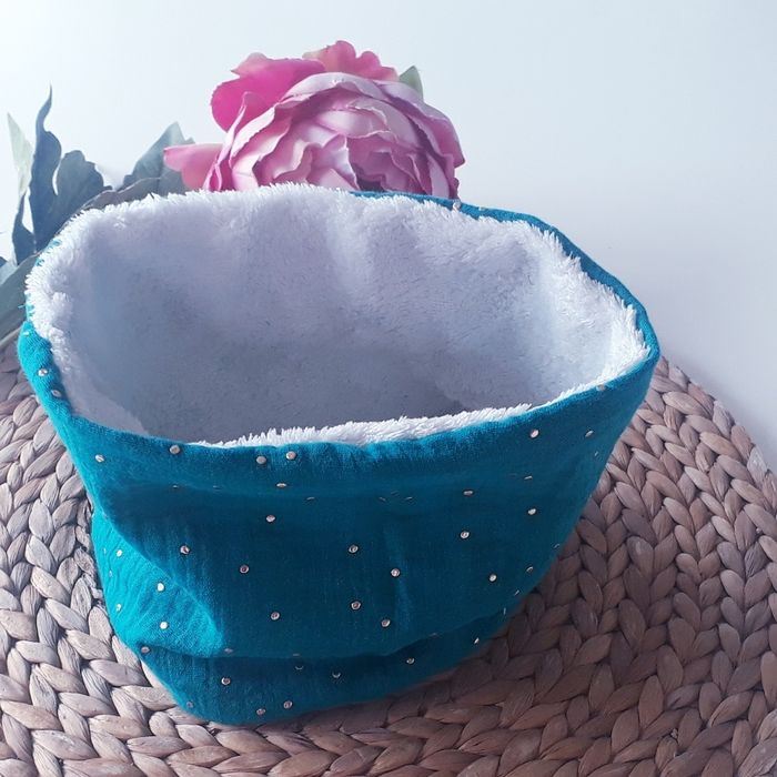 Snood tour de cou écharpe enfant double gaze de coton pois dorés 1-4 ans