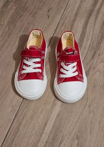 Baskets chaussures en toile Mixte sangle réglable rouge