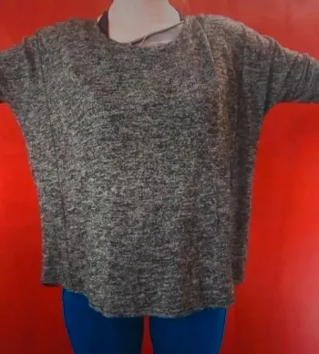 Pull gris chiné,  1/2 manche taille 38 jennyfer