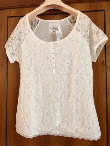 T-shirt blanc dentelle H&M neuf avec étiquette