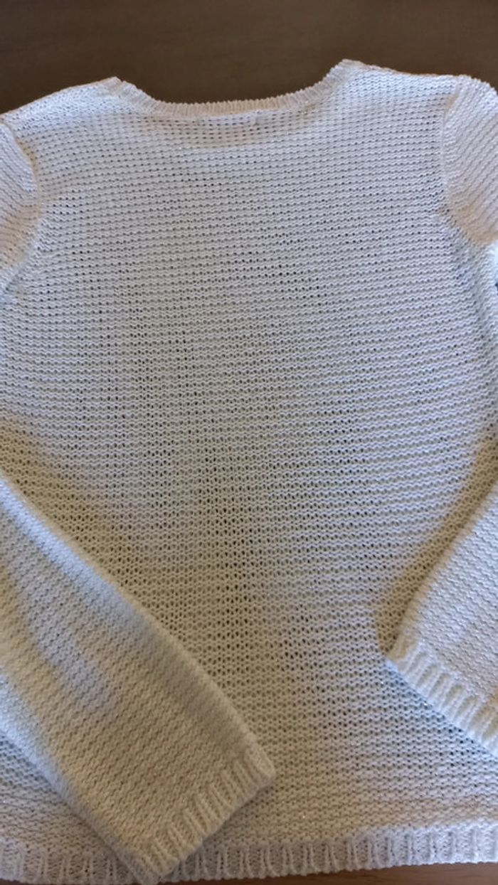Pull léger blanc et fils argentés 12 ans - photo numéro 3