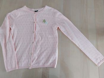 Gilet fin à boutons fille 10 ans couleur abricot motif étoile filante