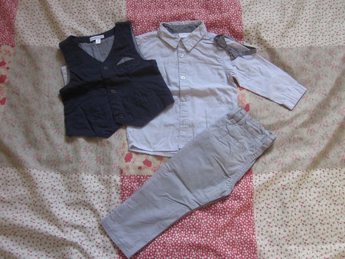 Ensemble chemise pantalon veston noeud papillon 12 mois