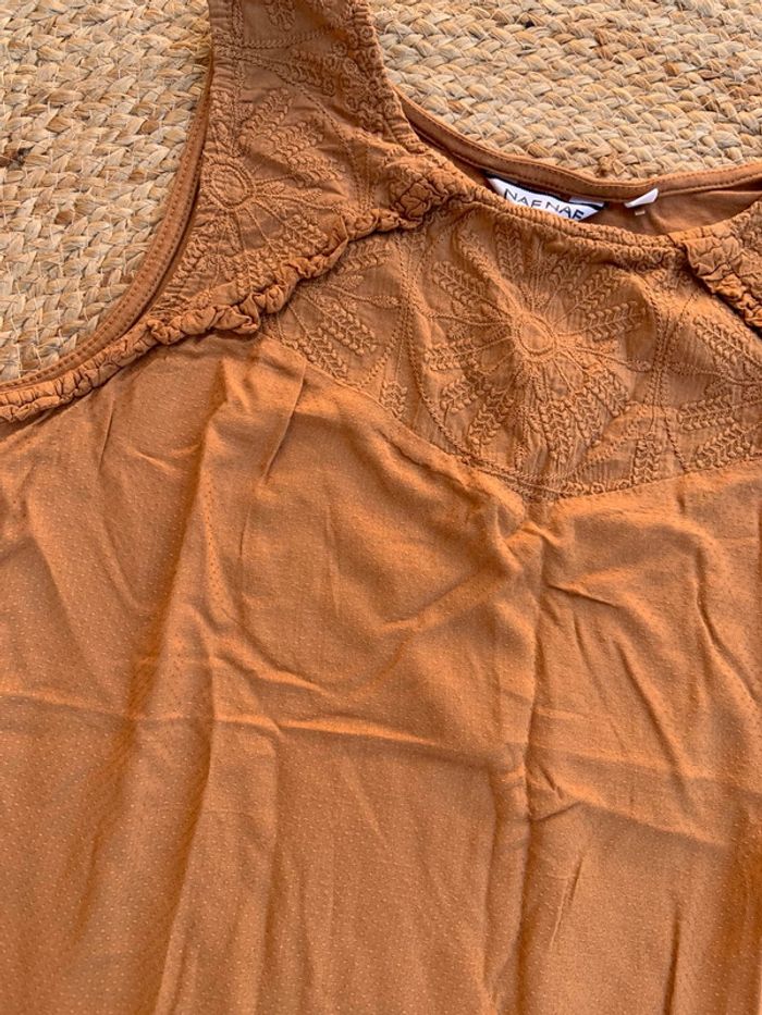 Femme 👩 Top sans manches marron camel Nafnaf taille 36 - photo numéro 3