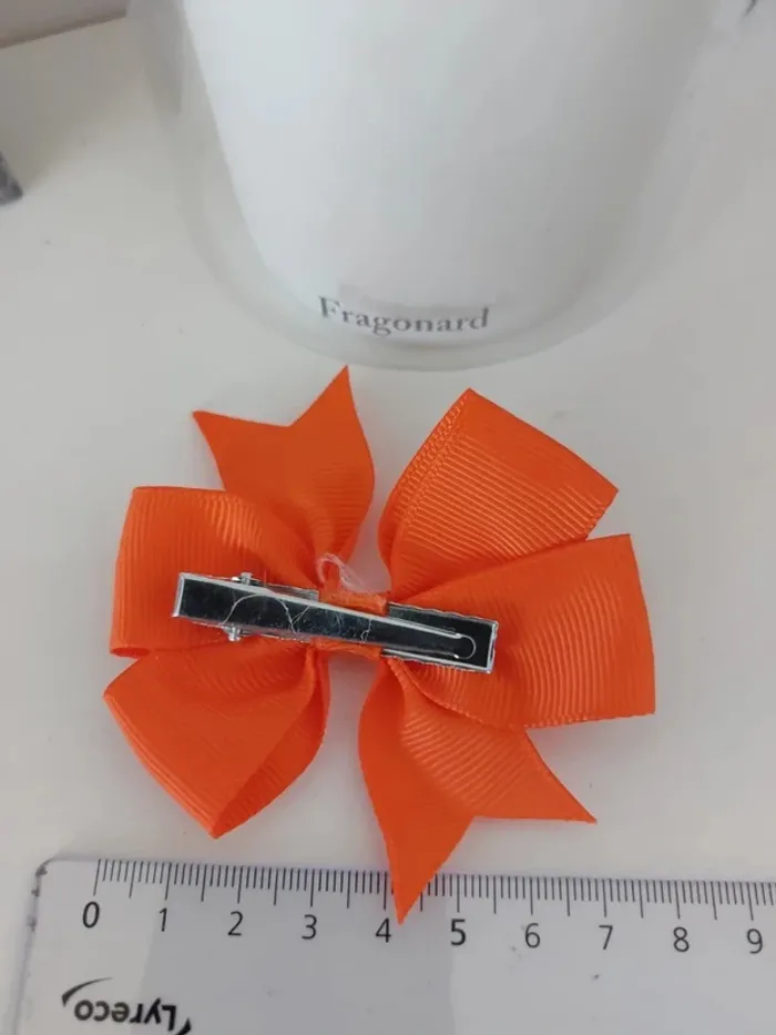 Barrette nœud à pince couleur orange - photo numéro 2