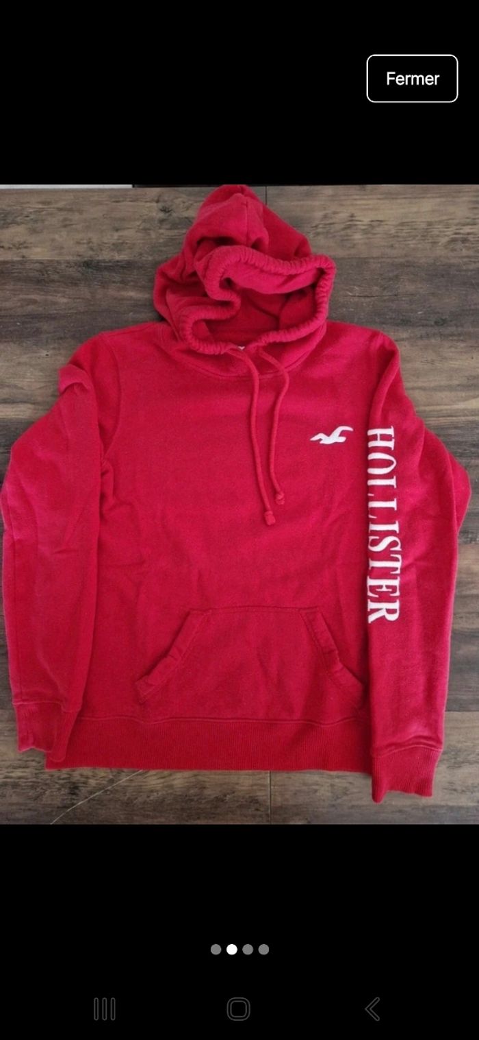 Pull à capuche rouge hollister S - photo numéro 2