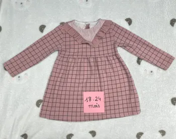 Robe à carreaux rose enfant fille 18 - 24 mois Zara manches longues