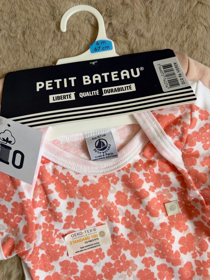 Lot de 3 bodies petit bateau manches courtes coton - photo numéro 5