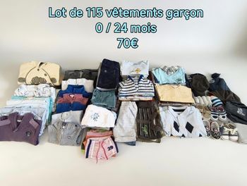 Lot bébé garçon - 115 pièces (3 a 24 mois)