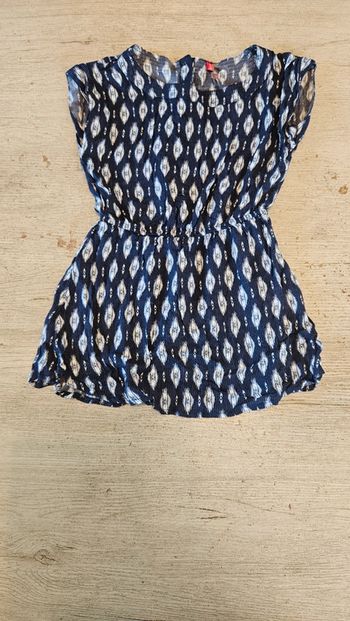 Robe d été sans manche, ceintrée, bleue à motifs blancs, Orchestra, 8 ans