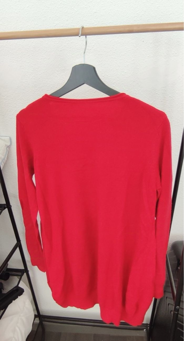 Pull long rouge col rond - Taille M/L - photo numéro 2