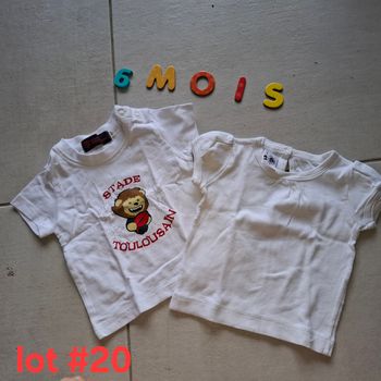 Lot #20 -  2 Tee shirts manches courtes Stade Toulousain et Petit Bateau 6mois