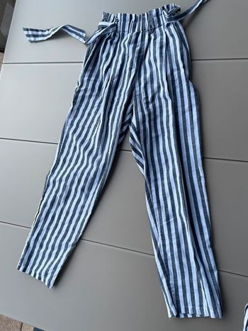 Pantalon rayé en lin