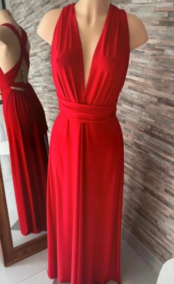 Robe rouge de soirée longue multi positions
