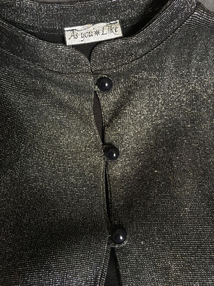 Gilet long sans manche noir et argenté - photo numéro 5
