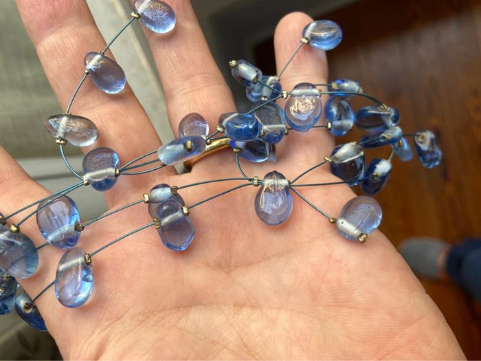 Collier façon rivière de perles, perles de verre bleues - photo numéro 8