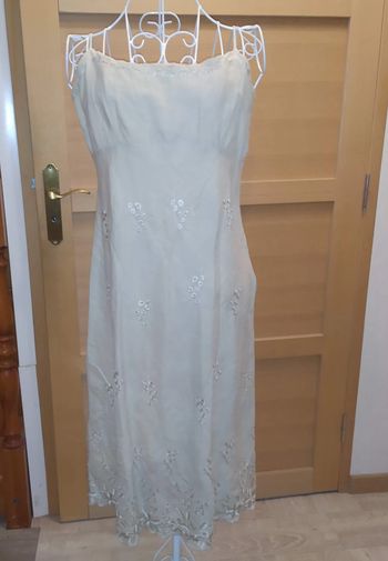 Ensemble robe et veste beige brodé René Derhy