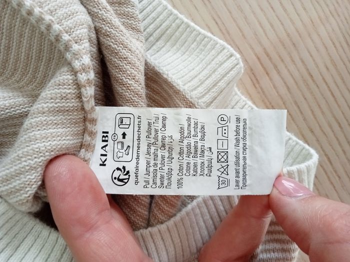 Pull rayé beige - photo numéro 3