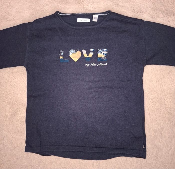 Pull bleu marine okaidi 10 ans love - photo numéro 2