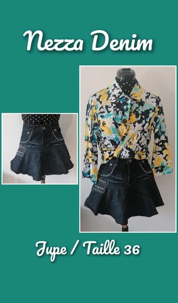 Jupe évasée en jean bleu brut Taille 36 Nezza Denim