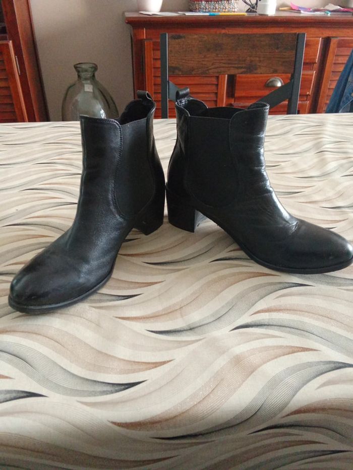 Bottines à talons noires en cuir Kickers 39 - photo numéro 6