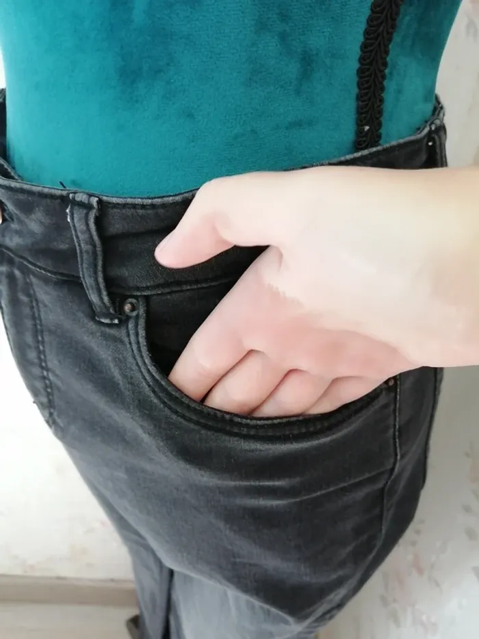 Jeans skinny noir avec ourlets gris clair / in extenso / (40) - photo numéro 6