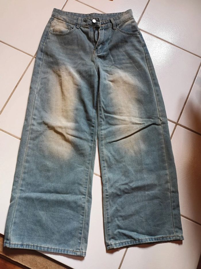 Simili Jeans femme bleu clair jambes larges Dazy - photo numéro 9