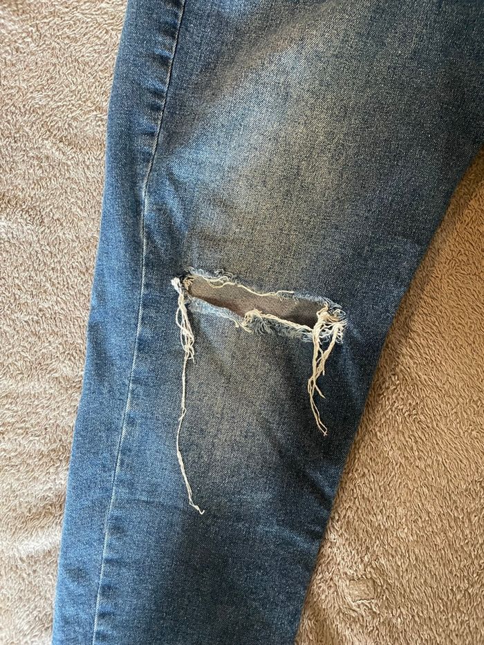 Jean Slim Troué Taille Haute Primark – Bleu – Femme 46 - photo numéro 3