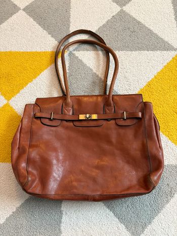 Sac à main en cuir marron Katana