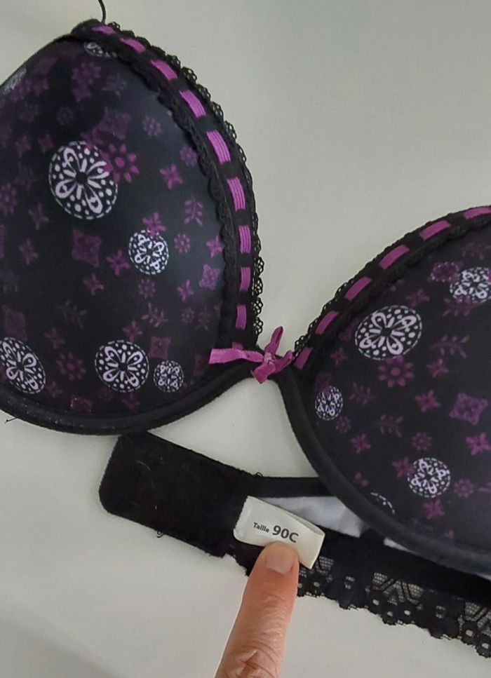 Soutiens-gorge noir et violet 90C - photo numéro 7