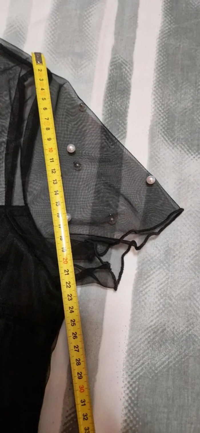 Robe noire voile perles, neuve, XL44 - photo numéro 9