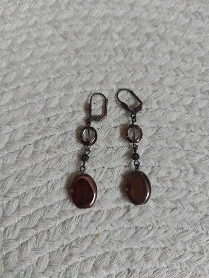 Boucles d'oreilles marron