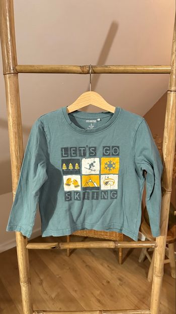 💜 Teeshirt vert motif hiver orchestra 6 ans 💜