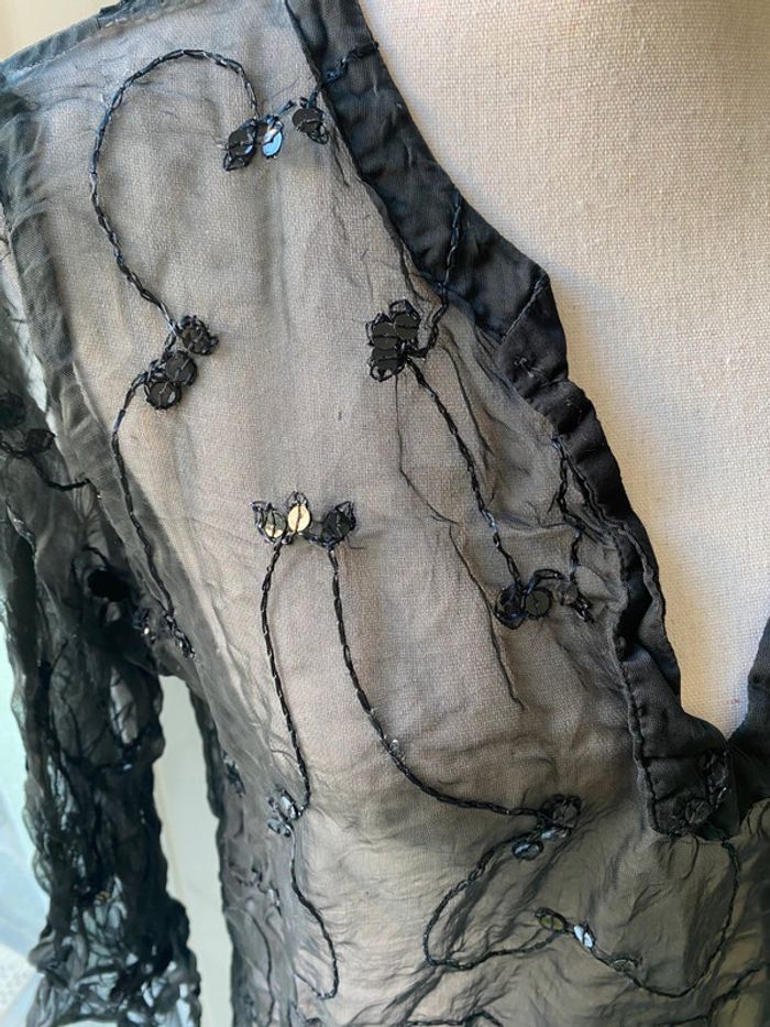Robe de plage noire et sequins palme taille M - photo numéro 2