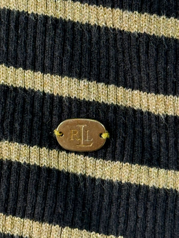 Pull à col roulé Ralph Lauren Femme Taille S Rayé Noir et Jaune, Parfait État - photo numéro 5