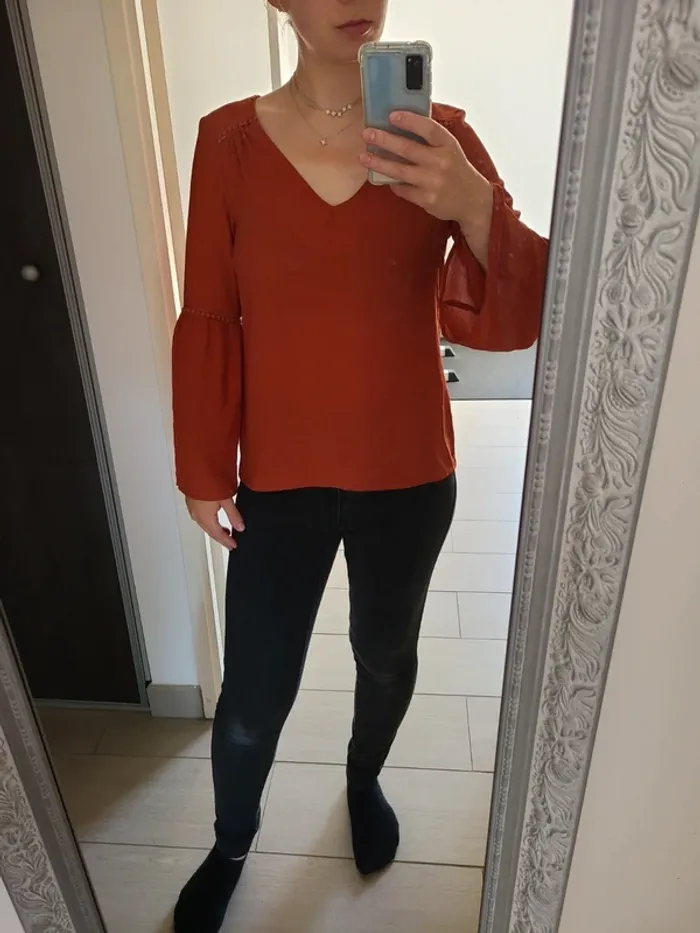 Blouse camel oranger - photo numéro 2