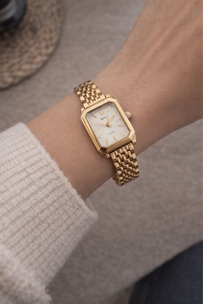 Montre dorée élégante cadran blanc chic femme - photo numéro 2