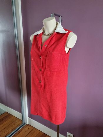 Robe éponge rouge et blanche vintage