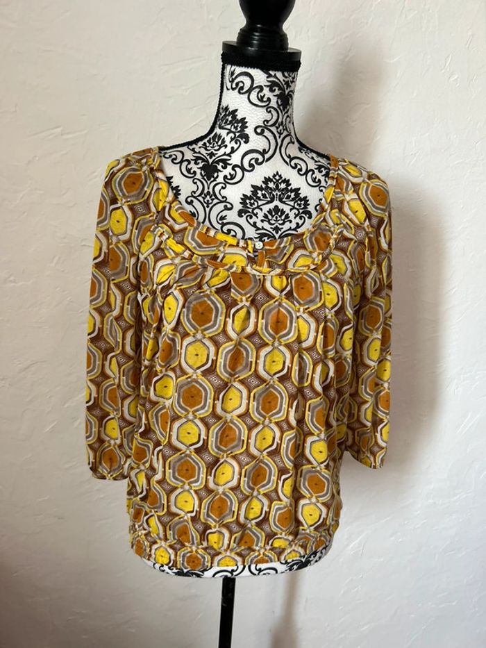 Très beau top manches 3/4 style année 80 🥰 taille 36 promod