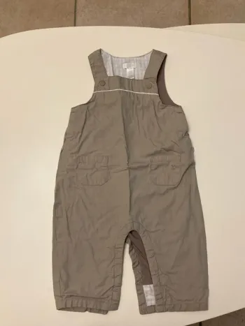 Salopette gris/beige en coton léger Obaïbi 6M