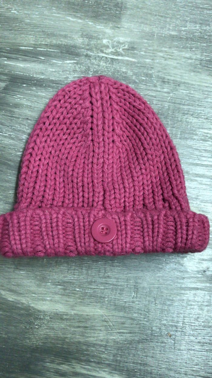 Bonnet en laine rose